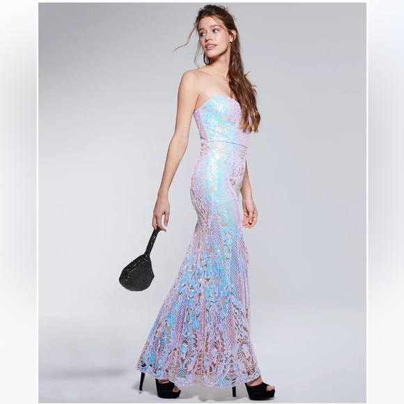 Say Yes To The Prom Iridescent Mermaid Dress - Picture 3 of 6